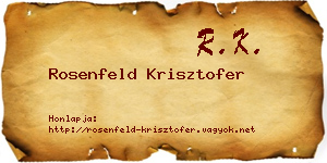 Rosenfeld Krisztofer névjegykártya